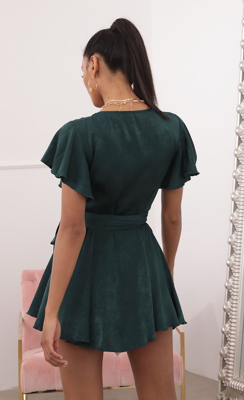 Picture Satin Wrap Dress in Forest Green. Source: https://media-img.lucyinthesky.com/data/Sep20_2/850xAUTO/781A7540.JPG