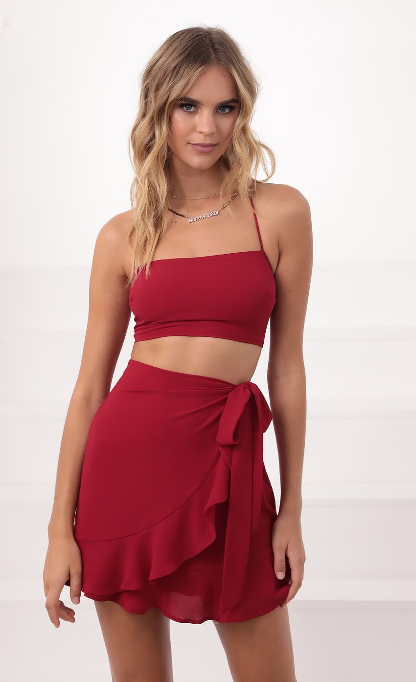 Picture Ruffle Back Tie Two Piece Set in Red. Source: https://media-img.lucyinthesky.com/data/Sep20_2/850xAUTO/781A9653.JPG
