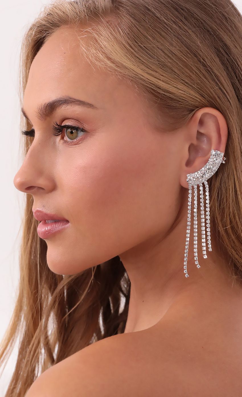Picture Let Em Bling Crystal Earrings in Silver. Source: https://media-img.lucyinthesky.com/data/Sep21_1/850xAUTO/1V9A0139.JPG