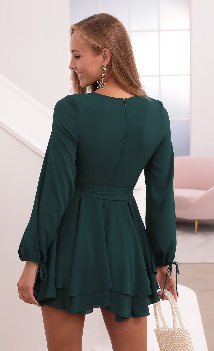 Picture Fit and Flare Dress in Hunter Green. Source: https://media-img.lucyinthesky.com/data/Sep21_1/850xAUTO/1V9A4580.JPG