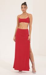 Picture Glitter Tummy Cutout Maxi Dress in Red. Source: https://media-img.lucyinthesky.com/data/Sep22/150xAUTO/b7323206-6b29-43b0-9e2b-b644a4cefb6c.jpg
