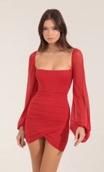 Picture Mesh Long Sleeve Dress in Red. Source: https://media-img.lucyinthesky.com/data/Sep22/150xAUTO/b7d3cb8b-50a4-452a-ad40-ca3c4eb79f69.jpg