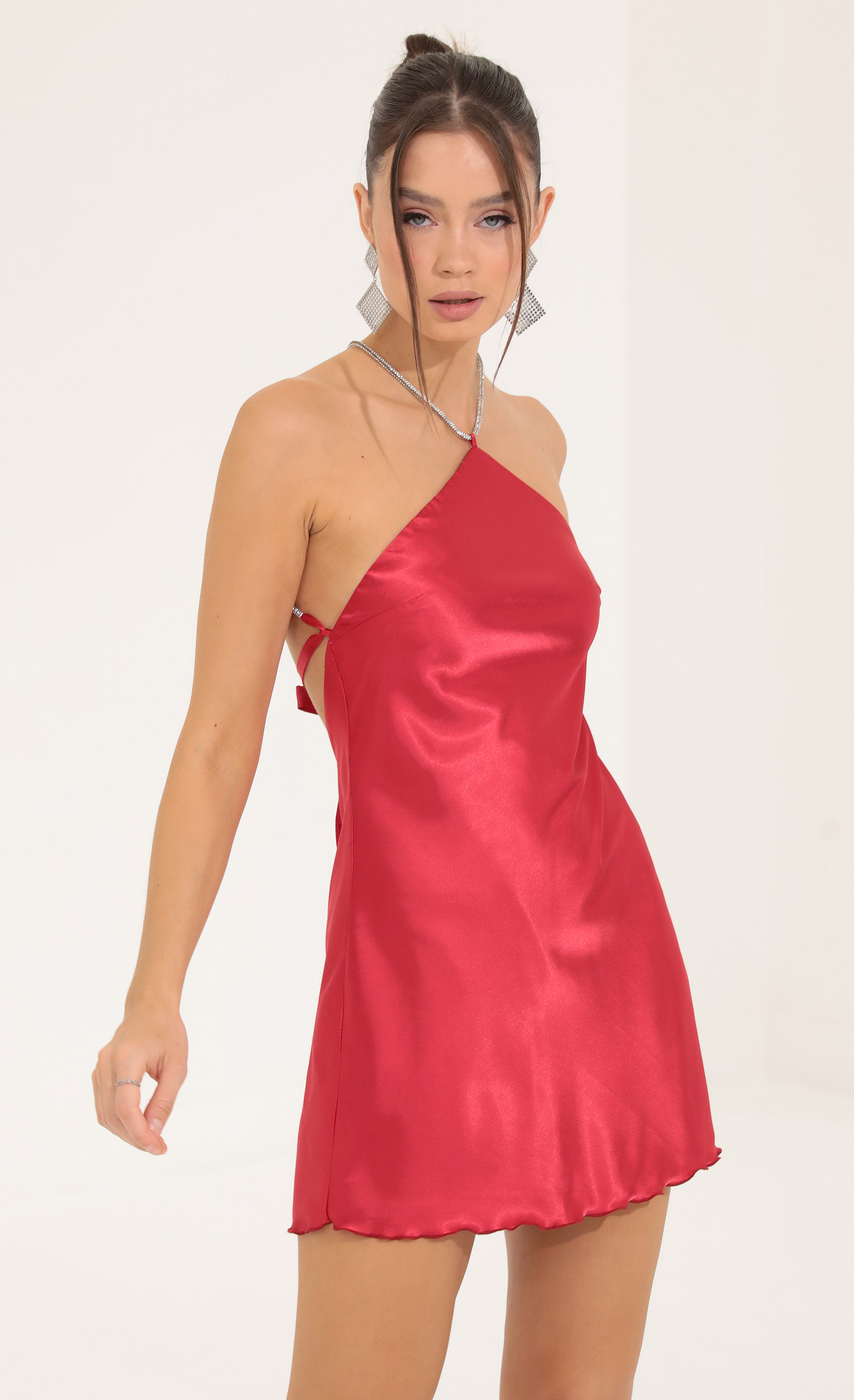 Halter Slip Dress in Red