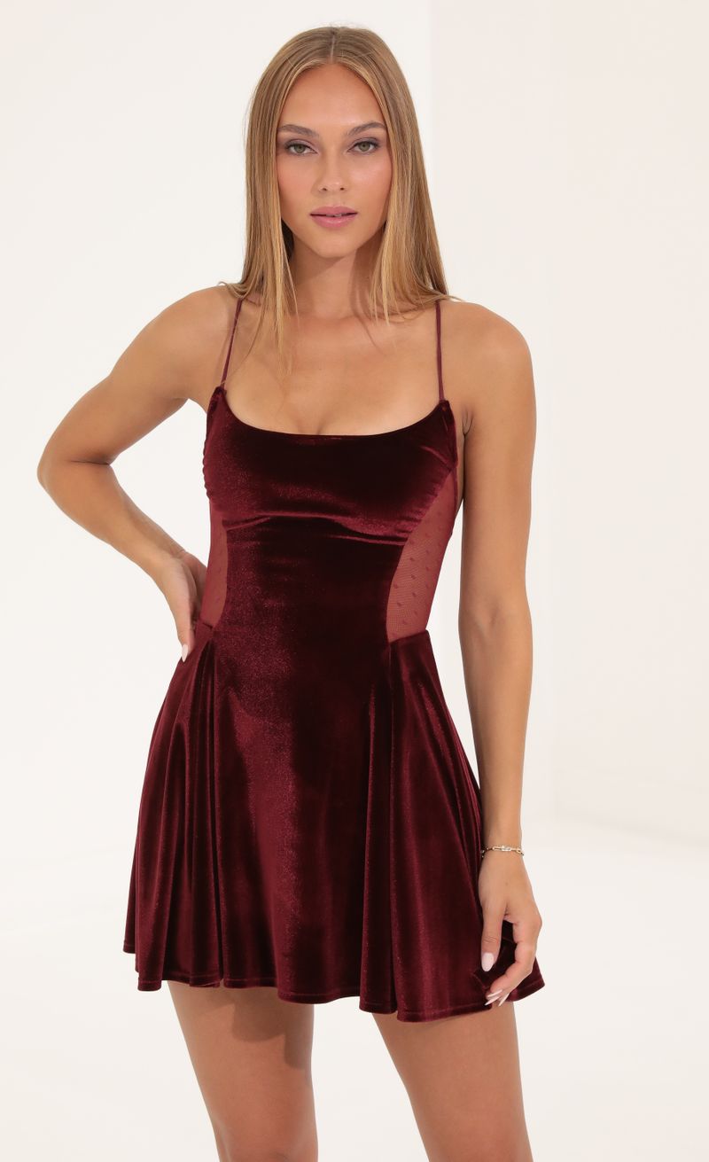 burgundy velvet cut out dress Burgundy Velvet Bandeau Maxi Dress – self-portrait-US main image 1
