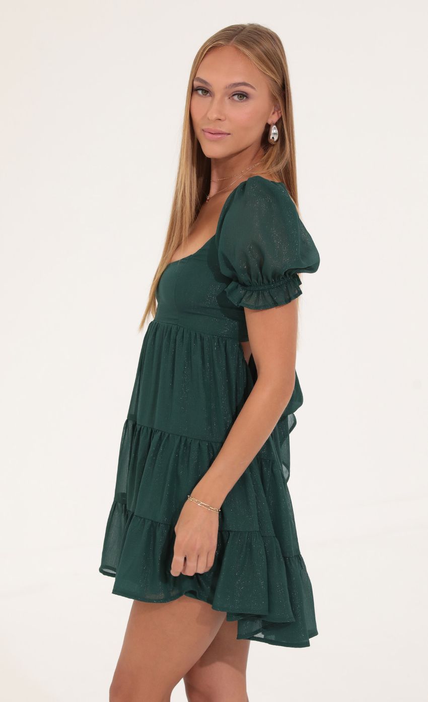 Picture Shimmer Chiffon Fit and Flare Dress in Green. Source: https://media-img.lucyinthesky.com/data/Sep22/850xAUTO/0af64857-6dfc-47e0-9366-5c30e1a805b3.jpg