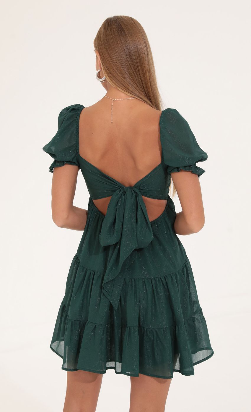 Picture Shimmer Chiffon Fit and Flare Dress in Green. Source: https://media-img.lucyinthesky.com/data/Sep22/850xAUTO/0e6f65c1-8b5c-4a03-b629-96318c6c0630.jpg