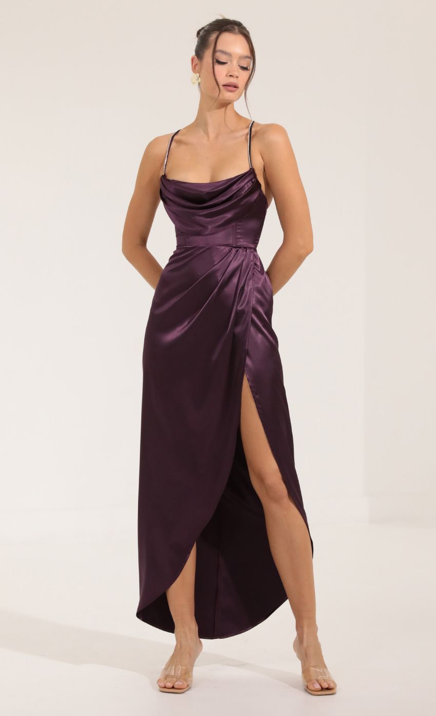 Picture Farah Corset Cowl Neck Maxi Dress in Purple. Source: https://media-img.lucyinthesky.com/data/Sep22/850xAUTO/1f3de851-fd5c-48e9-a9e3-befdd2c2b896.jpg