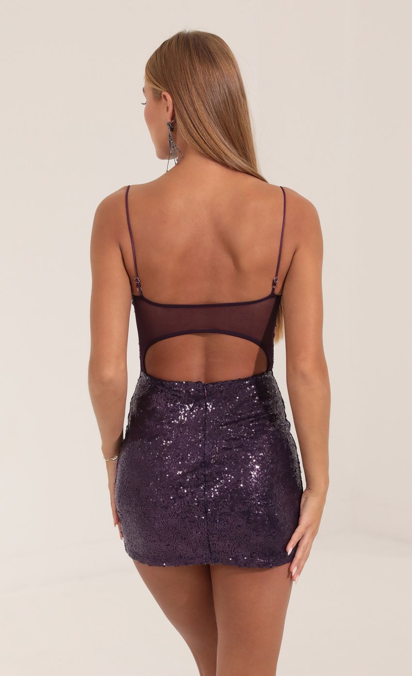 Picture Talisa Sequin Open Back Bodycon Dress in Purple. Source: https://media-img.lucyinthesky.com/data/Sep22/850xAUTO/23548423-b356-48a5-9e5e-ae63bfd769e0.jpg