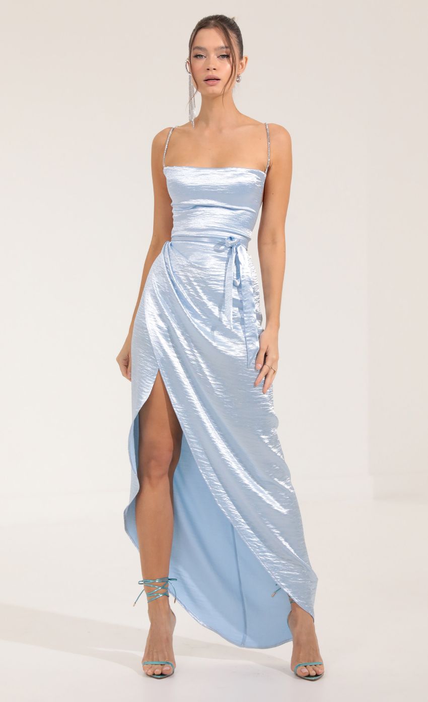 Satin Luxe Maxi Dress in Blue | LUCY IN THE SKY