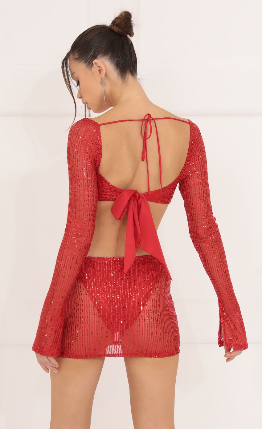 Picture Sequin Three Piece Skirt Set in Red. Source: https://media-img.lucyinthesky.com/data/Sep22/850xAUTO/4bffa847-e9ce-4f35-9b55-41bcef65c9a4.jpg
