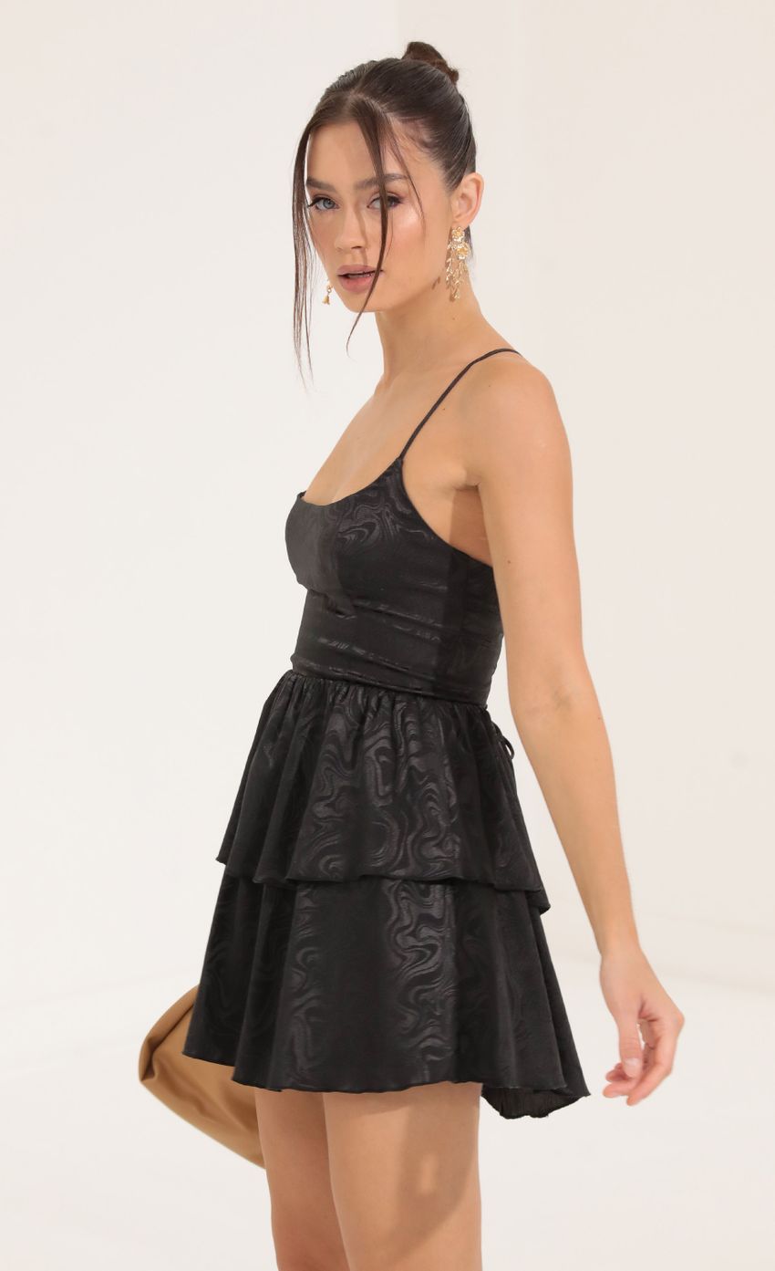 Picture Marble Jacquard Ruffle Dress in Black. Source: https://media-img.lucyinthesky.com/data/Sep22/850xAUTO/57e1dc80-c448-4dbc-baec-9ab2566014d7.jpg