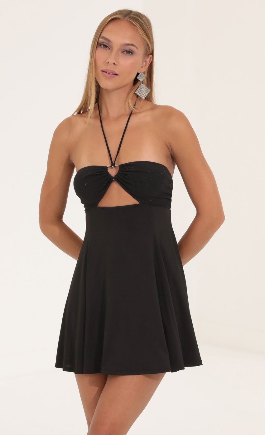 Picture Alexandria Glitter Bodice Fit and Flare Dress in Black. Source: https://media-img.lucyinthesky.com/data/Sep22/850xAUTO/5dcf25ba-c361-4117-a603-4e0c6624c368.jpg