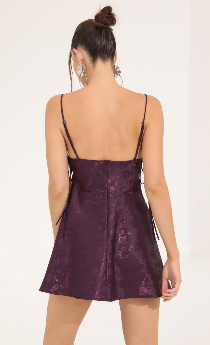 Picture Floral Jacquard A-Line Dress in Purple. Source: https://media-img.lucyinthesky.com/data/Sep22/850xAUTO/74519c23-9f28-440d-a104-c3f4be563f02.jpg