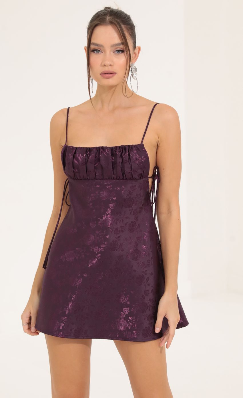 Picture Floral Jacquard A-Line Dress in Purple. Source: https://media-img.lucyinthesky.com/data/Sep22/850xAUTO/97a90a58-2c3d-4e1d-a6c1-f025e9c7ad5a.jpg
