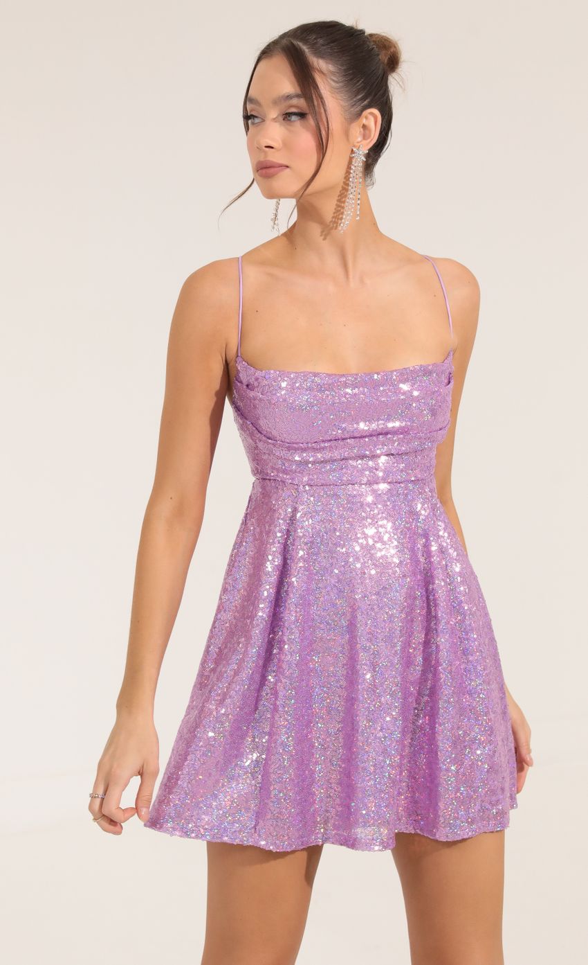 Picture Iridescent Sequin Dress in Purple. Source: https://media-img.lucyinthesky.com/data/Sep22/850xAUTO/98c1127c-bf63-4cec-91c4-1bebf86d8ace.jpg