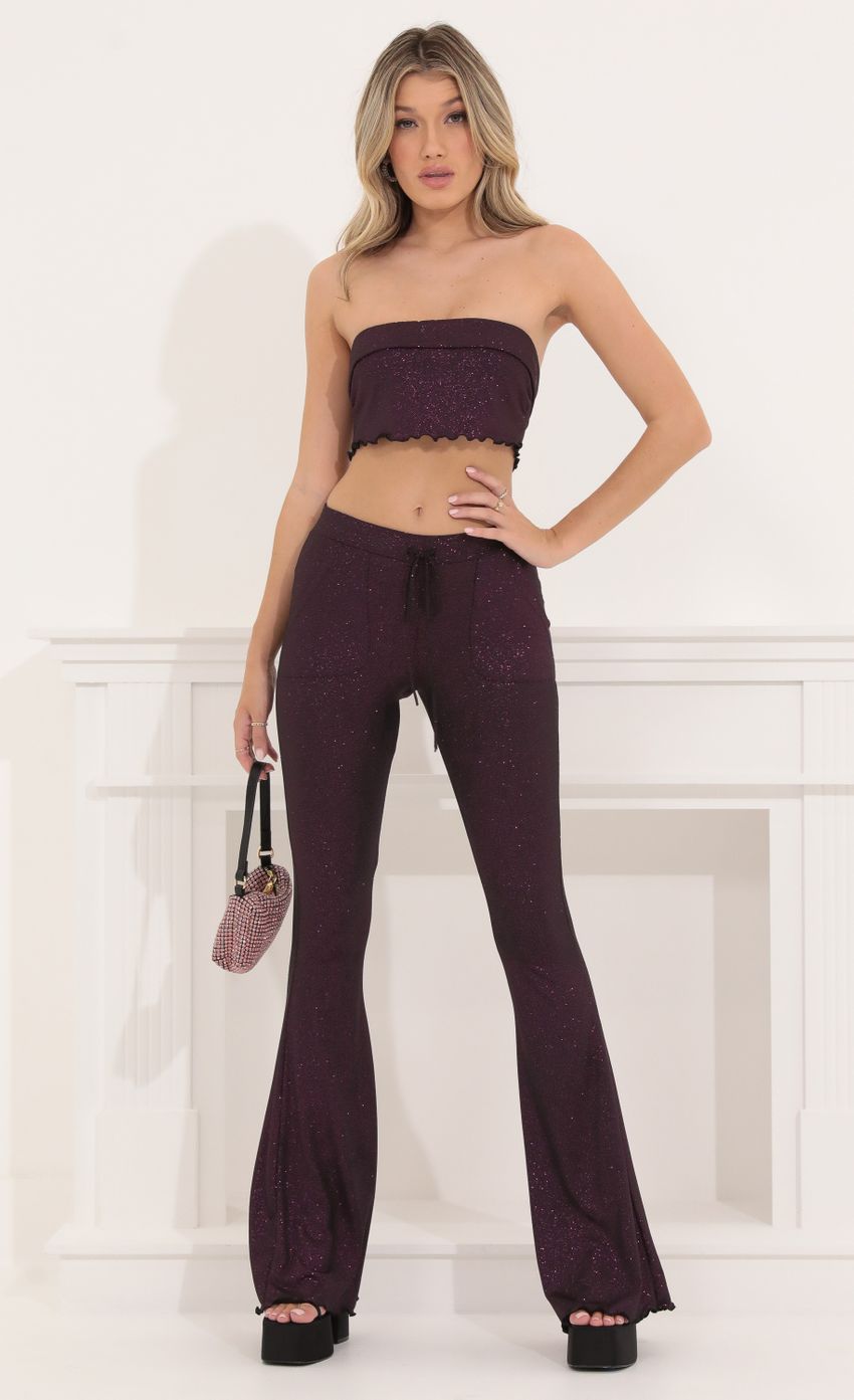 Picture Purple Glitter Two Piece Pant Set in Black. Source: https://media-img.lucyinthesky.com/data/Sep22/850xAUTO/a86d44a4-578c-481c-8b75-9780b4d7bf79.jpg