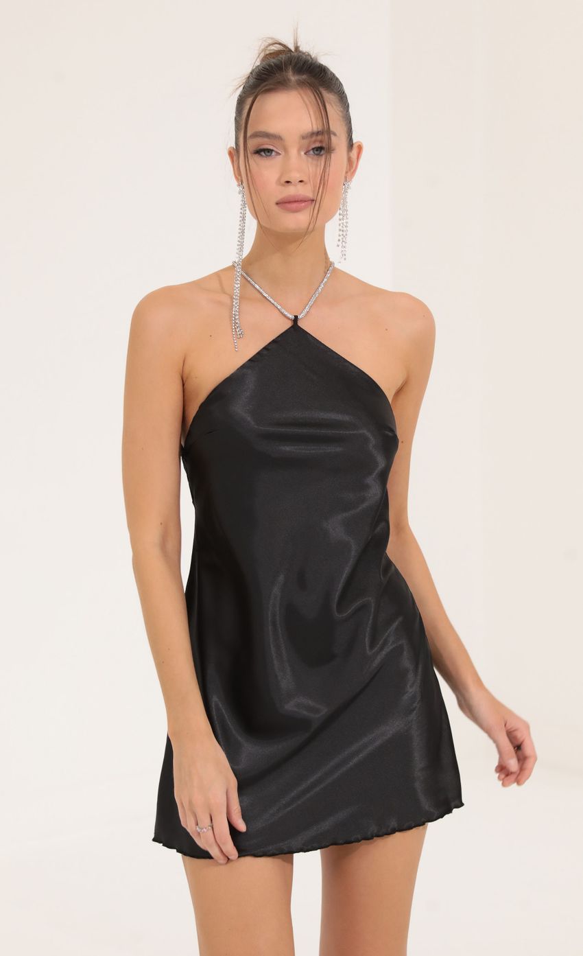 Picture Rhinestone Halter Slip Dress in Black. Source: https://media-img.lucyinthesky.com/data/Sep22/850xAUTO/b38f497f-5b0e-4565-8706-43670b056ae2.jpg