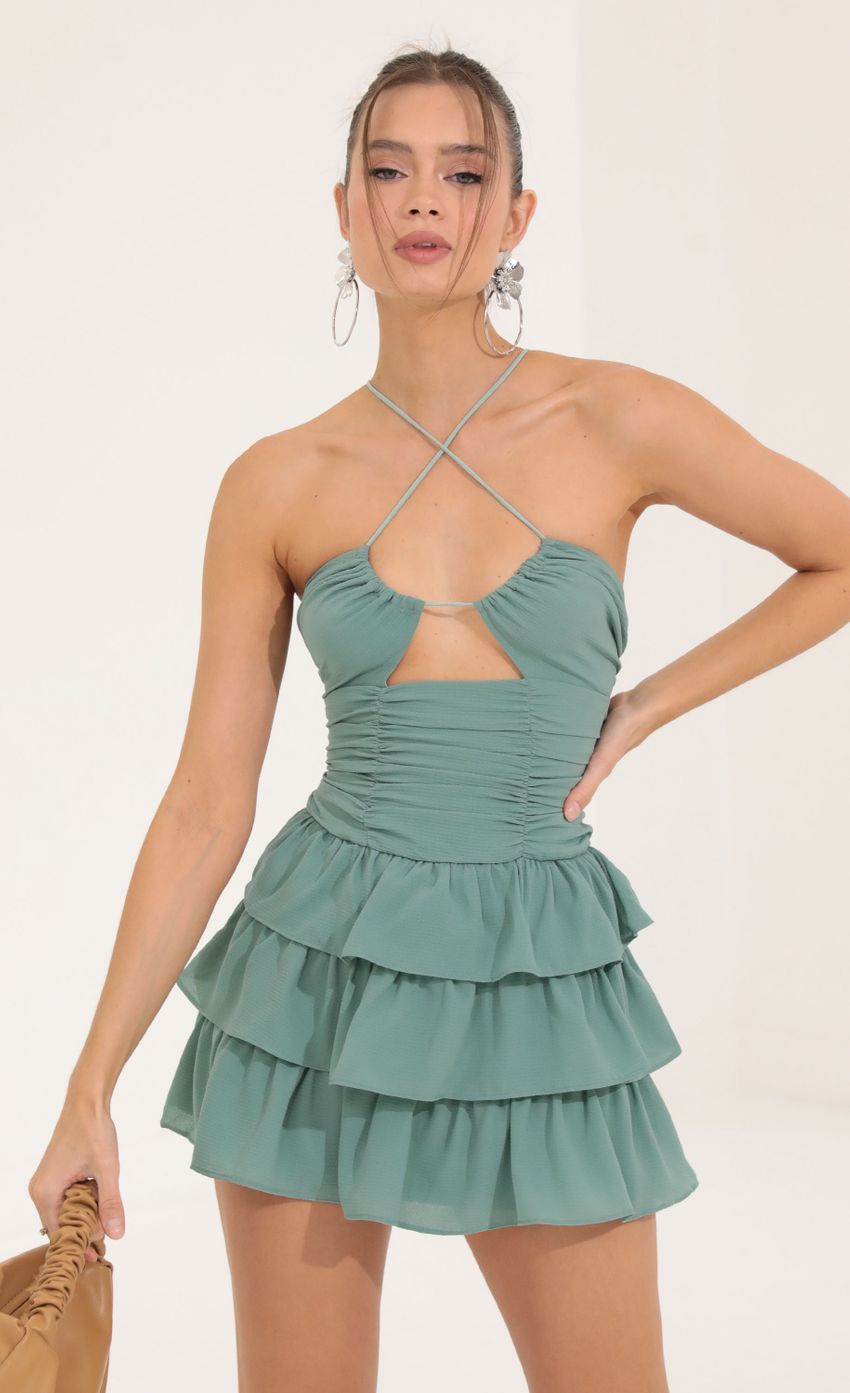 Picture Crepe Ruffle Dress in Green. Source: https://media-img.lucyinthesky.com/data/Sep22/850xAUTO/be8d186e-ce82-4a9c-9cd7-594a474fb449.jpg