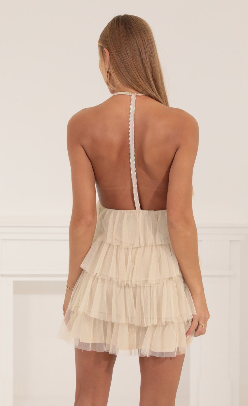 Picture Sukie Mesh Ruffle Dress in Nude. Source: https://media-img.lucyinthesky.com/data/Sep22/850xAUTO/d5c29026-bcc0-42a4-8310-4d859f364c7a.jpg