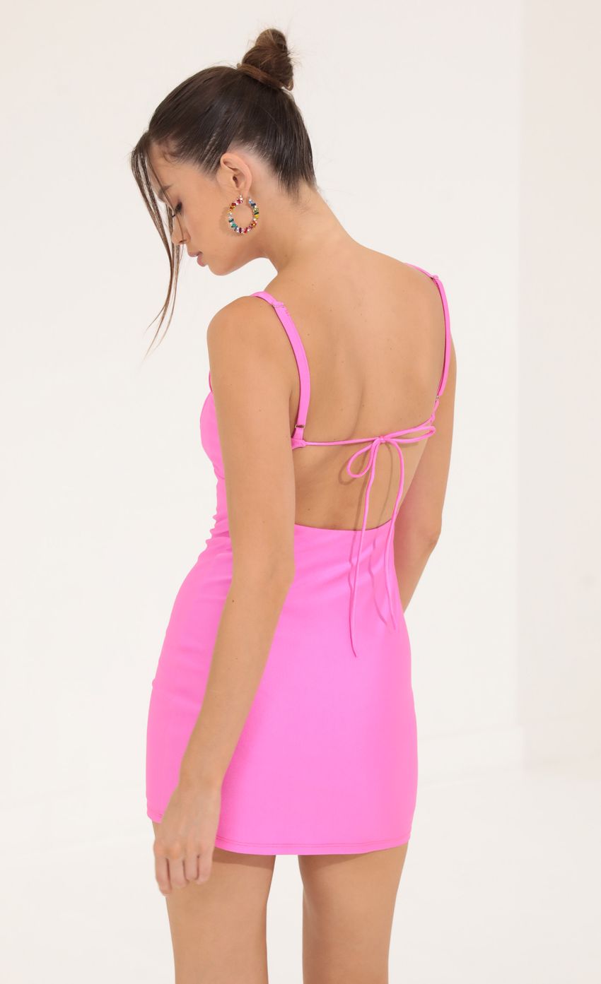 Picture Ruched Bodycon Dress in Hot Pink. Source: https://media-img.lucyinthesky.com/data/Sep22/850xAUTO/e3d0c950-737a-452b-b1f7-b2a7ff9109df.jpg