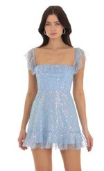 Picture Ruffle Mini Dress in Aqua. Source: https://media-img.lucyinthesky.com/data/Sep23/150xAUTO/2ec3976b-bae7-4ef3-9b02-84a7927a5fbb.jpg