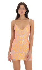 Picture Dovy Orange Sequin Bodycon Dress in Nude. Source: https://media-img.lucyinthesky.com/data/Sep23/150xAUTO/5a890d71-80ba-4f8b-806d-dd0288d97235.jpg