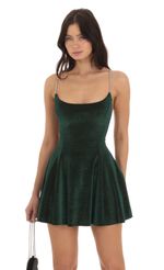 Picture Velvet Shimmer A-Line Dress in Green. Source: https://media-img.lucyinthesky.com/data/Sep23/150xAUTO/66a4f280-b1c3-4ee0-90de-8418c50f8b08.jpg