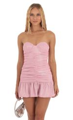 Product image for Tenny Shimmer Strapless Ruched Dress in Black