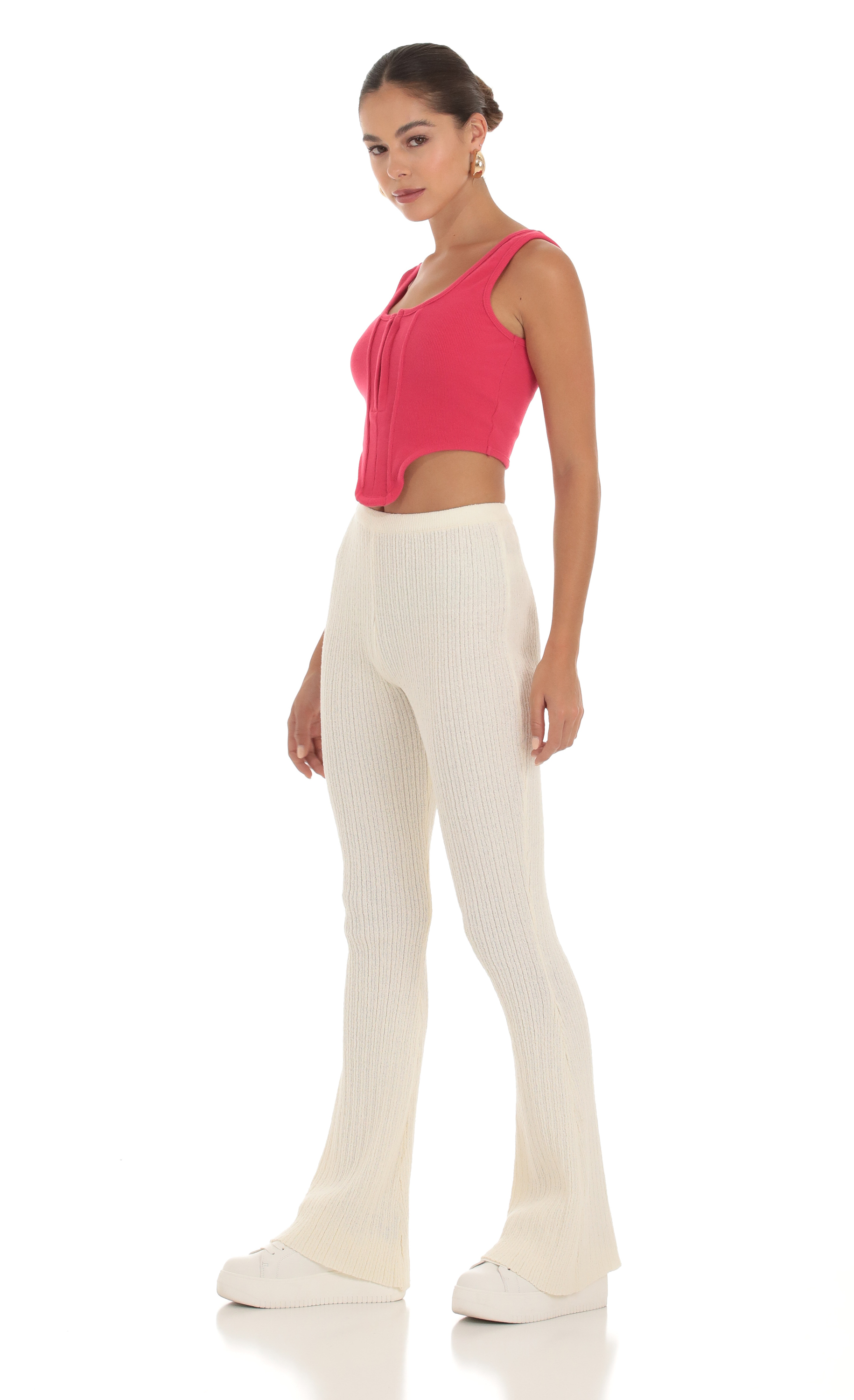 Mika Knit Flare Pants in Cream