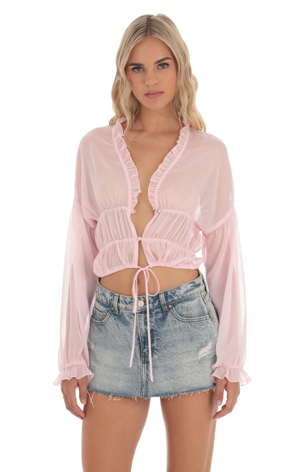 Myka Rhinestone Button Top in Pink