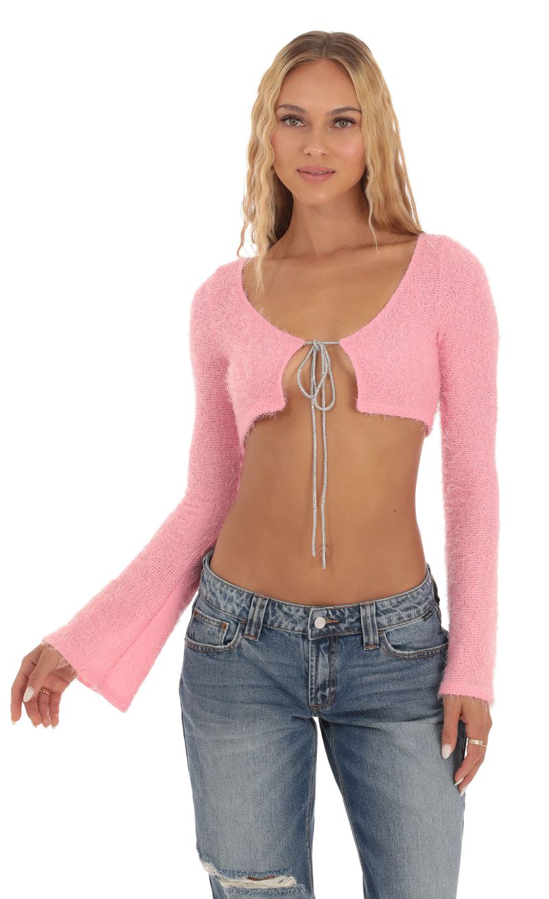 Rhinestone Cardigan in Pink | LUCY IN THE SKY