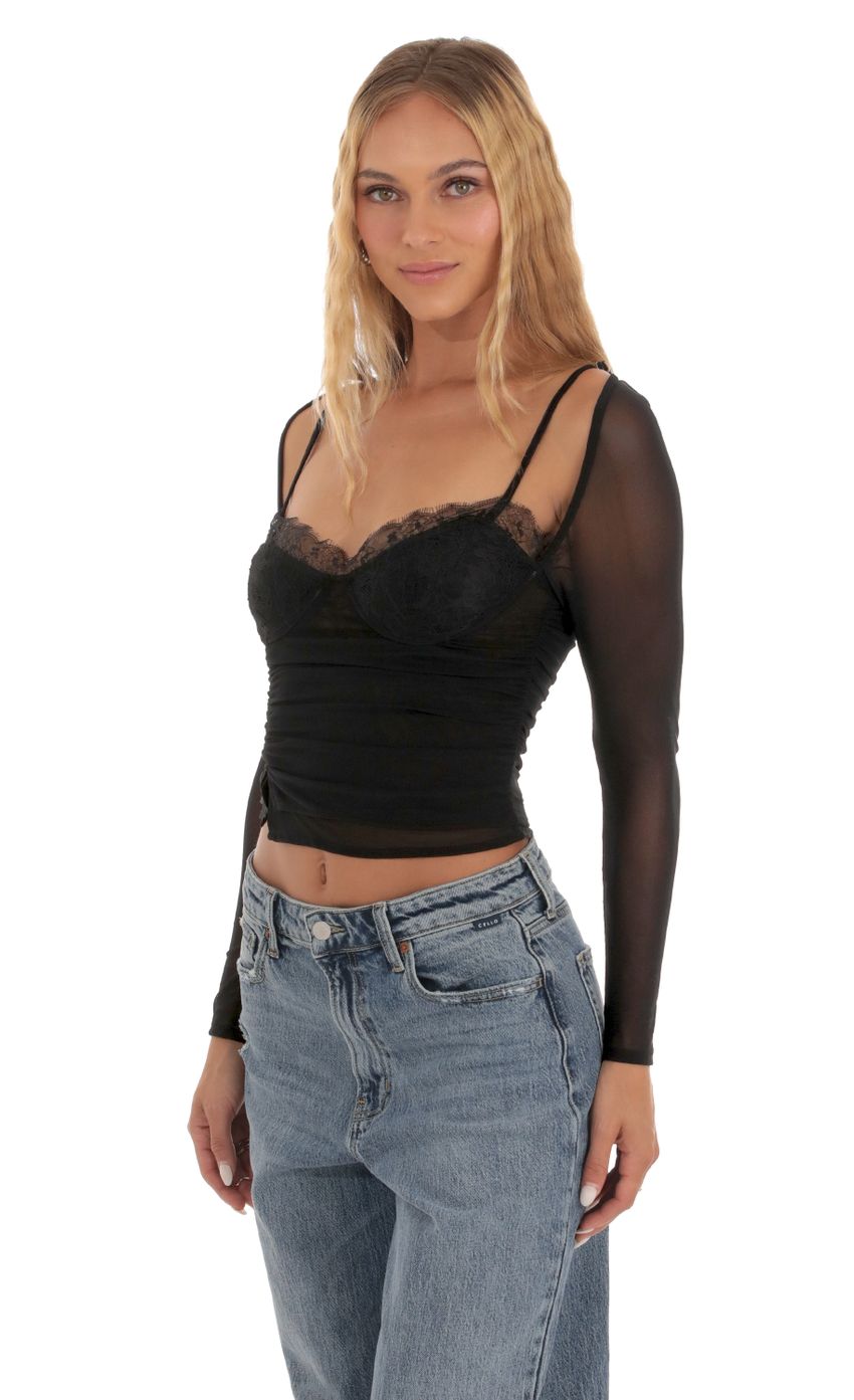 Picture Mesh Lace Top in Black. Source: https://media-img.lucyinthesky.com/data/Sep23/850xAUTO/0a63c4b5-5edf-4aba-9b0d-d58efea980b0.jpg