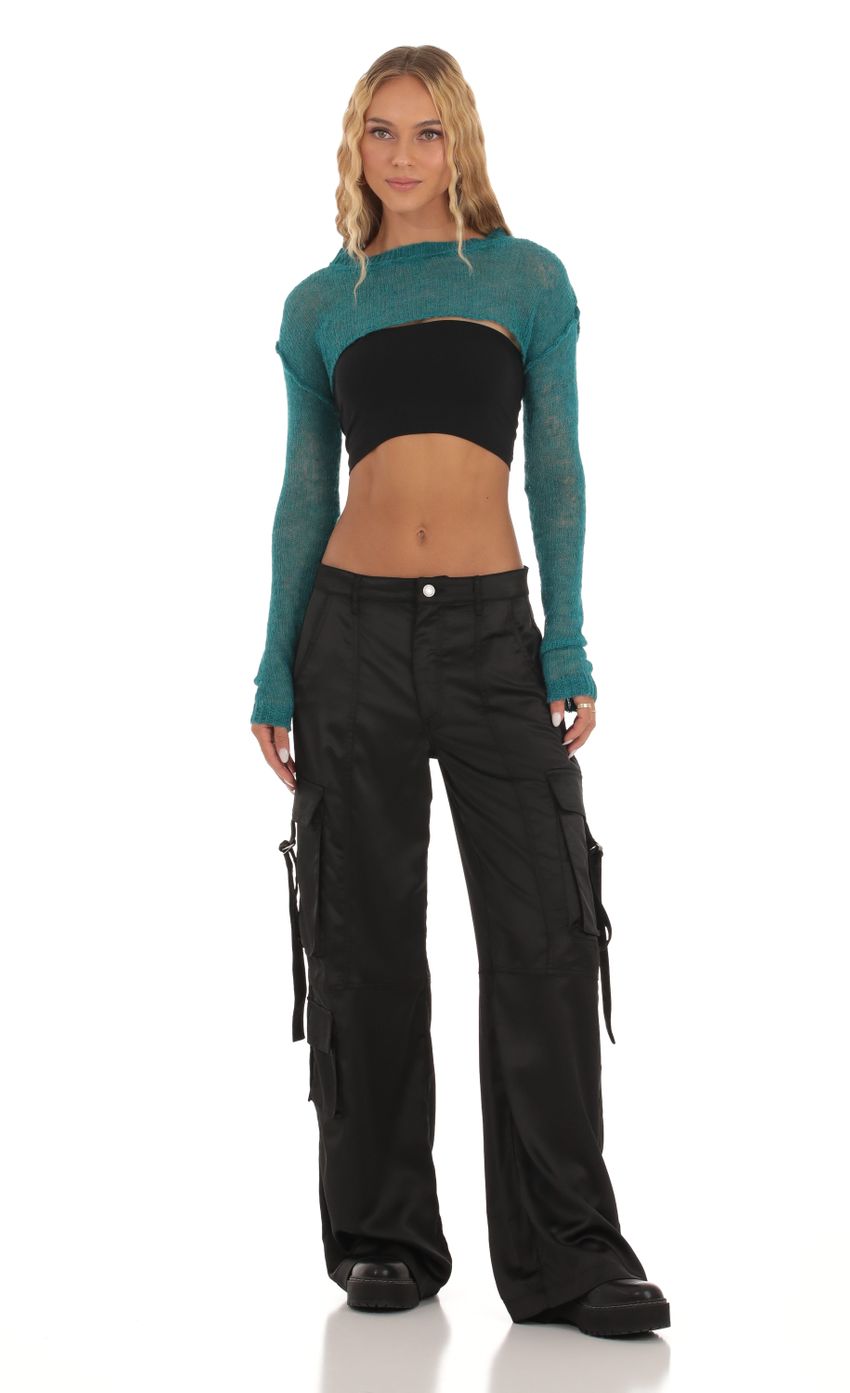 Picture Maylah Knit Cropped Jumper in Teal. Source: https://media-img.lucyinthesky.com/data/Sep23/850xAUTO/0c3bb4c0-a5f1-46d6-8c04-78b9a8b38818.jpg