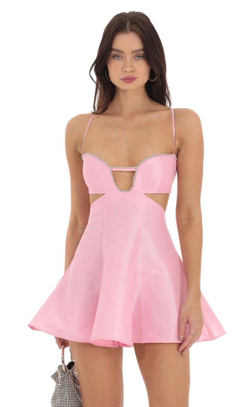 Picture Rhinestone Cutout Dress in Pink. Source: https://media-img.lucyinthesky.com/data/Sep23/850xAUTO/11fe32fb-11b2-46d9-9b23-1113d1705188.jpg
