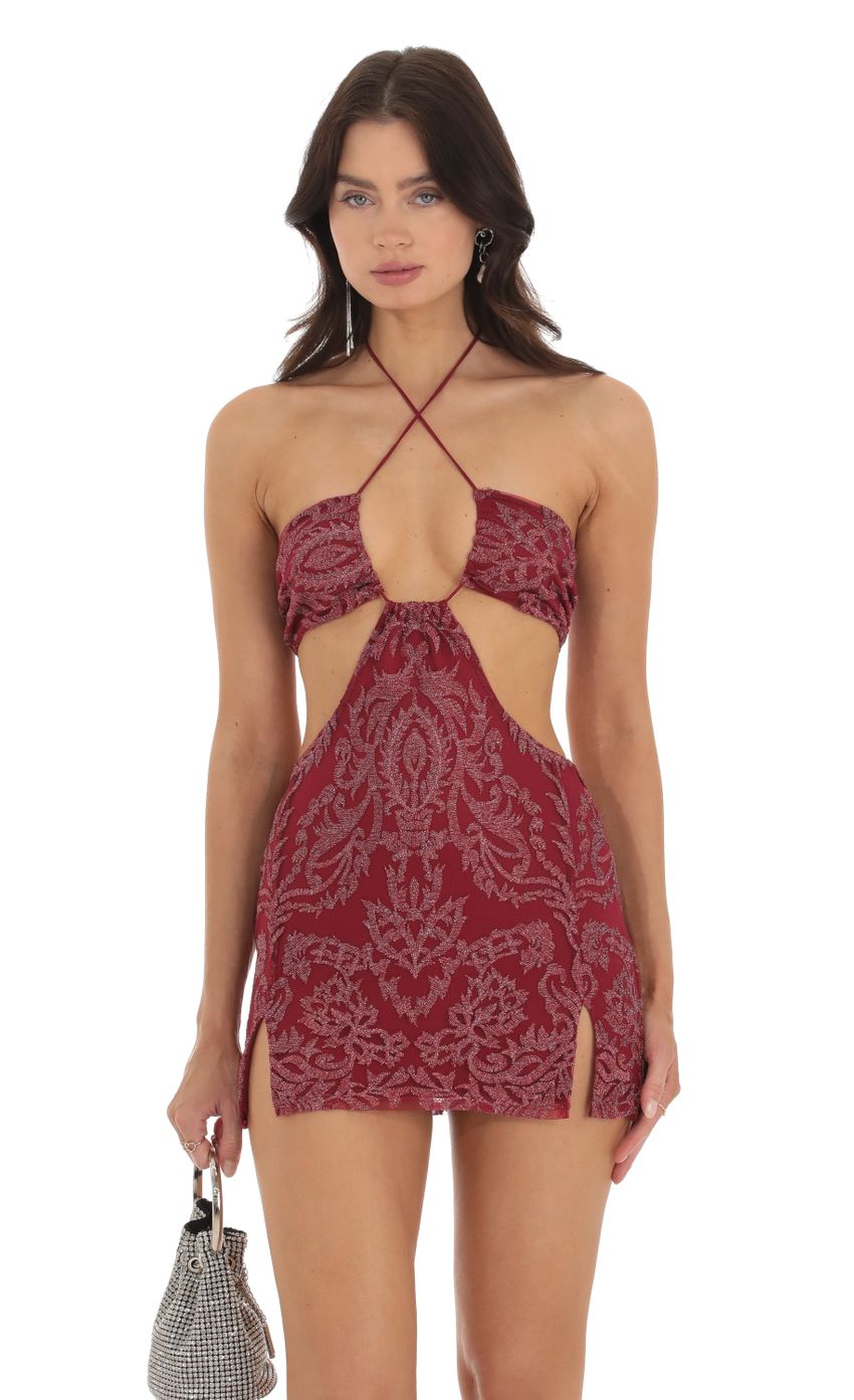 Picture Shimmer Cutout Dress in Red. Source: https://media-img.lucyinthesky.com/data/Sep23/850xAUTO/13760cea-9688-47c1-8476-ef2b8ae6b99c.jpg