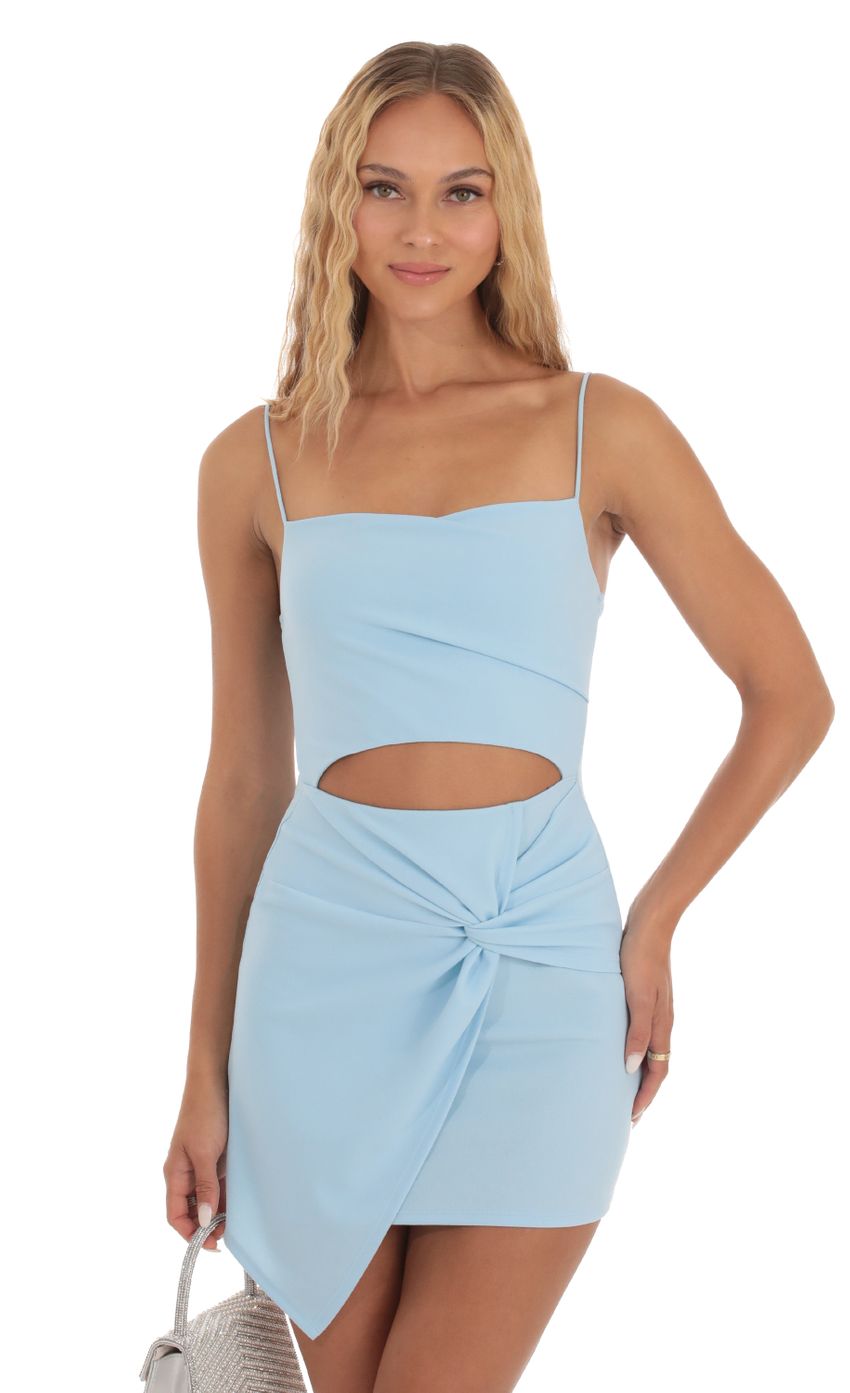 Picture Twist Cutout Dress in Blue. Source: https://media-img.lucyinthesky.com/data/Sep23/850xAUTO/156aa213-285a-40e9-8382-01477c3d398a.jpg