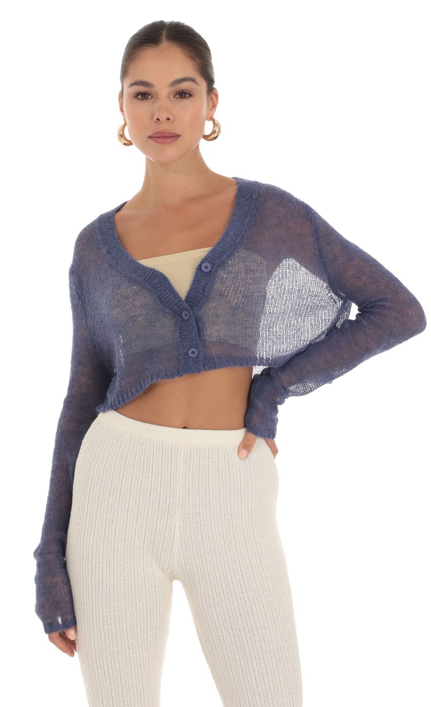 Picture Sheer Knit Cardigan in Blue. Source: https://media-img.lucyinthesky.com/data/Sep23/850xAUTO/226743b1-762e-476e-9e79-b441aef61b99.jpg