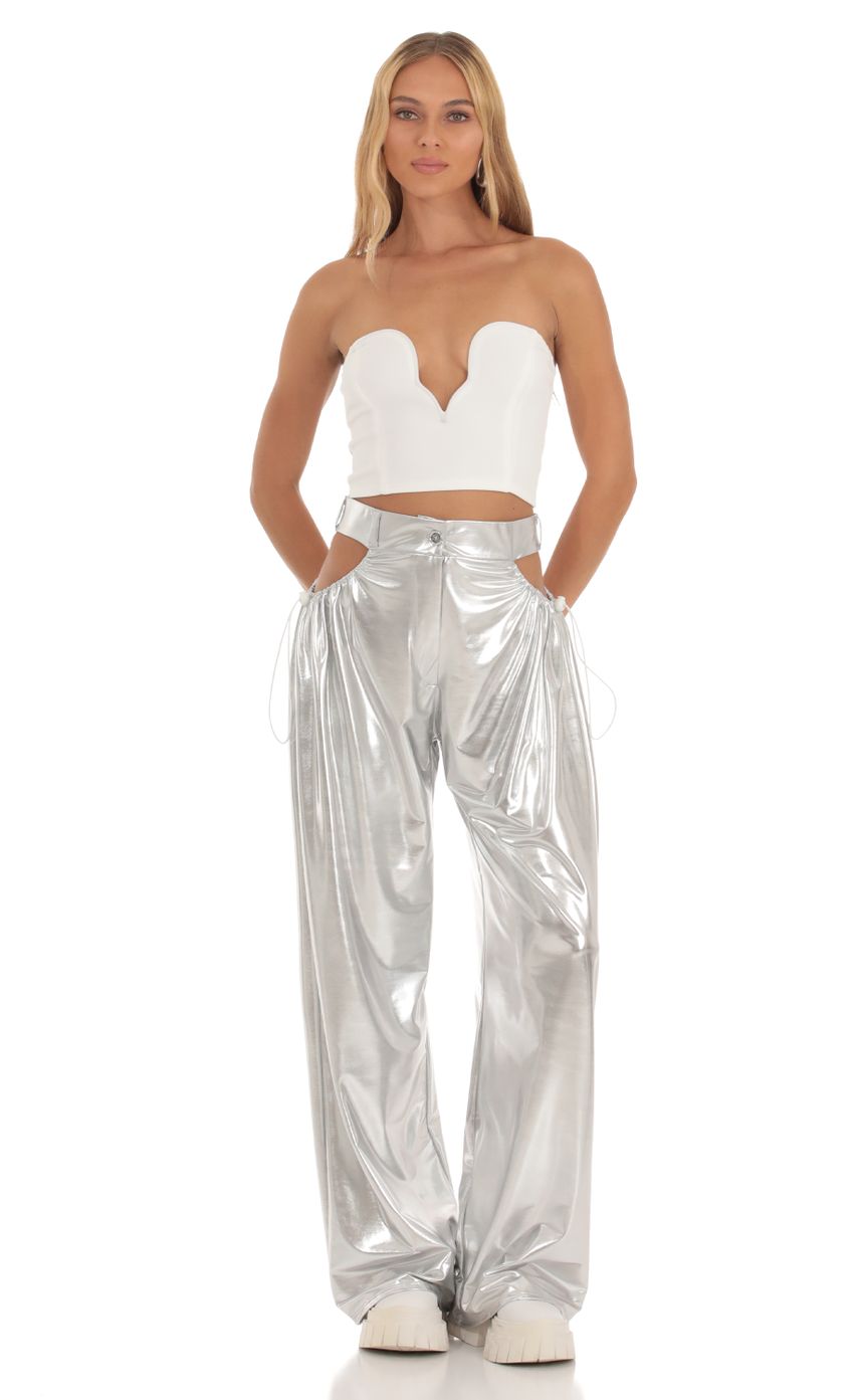 Product image for Lava Metallic Cutout Pants in Silver
