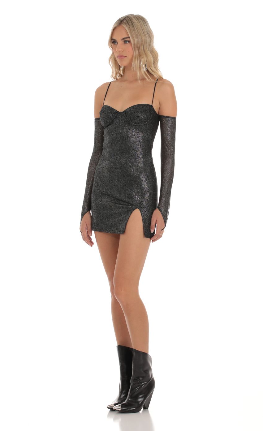 Picture Shimmer Bodycon Dress in Black. Source: https://media-img.lucyinthesky.com/data/Sep23/850xAUTO/34a10438-df75-4f02-9117-09b0e5651609.jpg