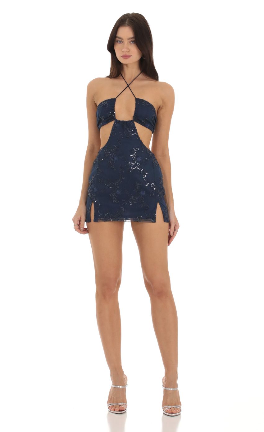 Picture Sequin Cutout Dress in Blue. Source: https://media-img.lucyinthesky.com/data/Sep23/850xAUTO/46a2af30-079d-4269-8520-d9434c9a0088.jpg
