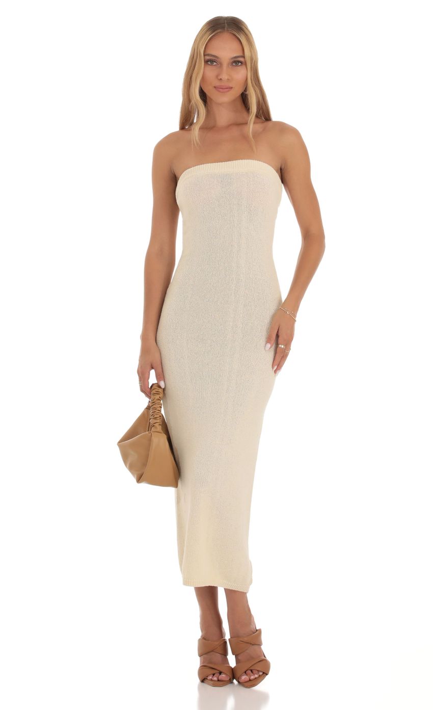 Product image for Elkie Knit Strapless Dress in Cream