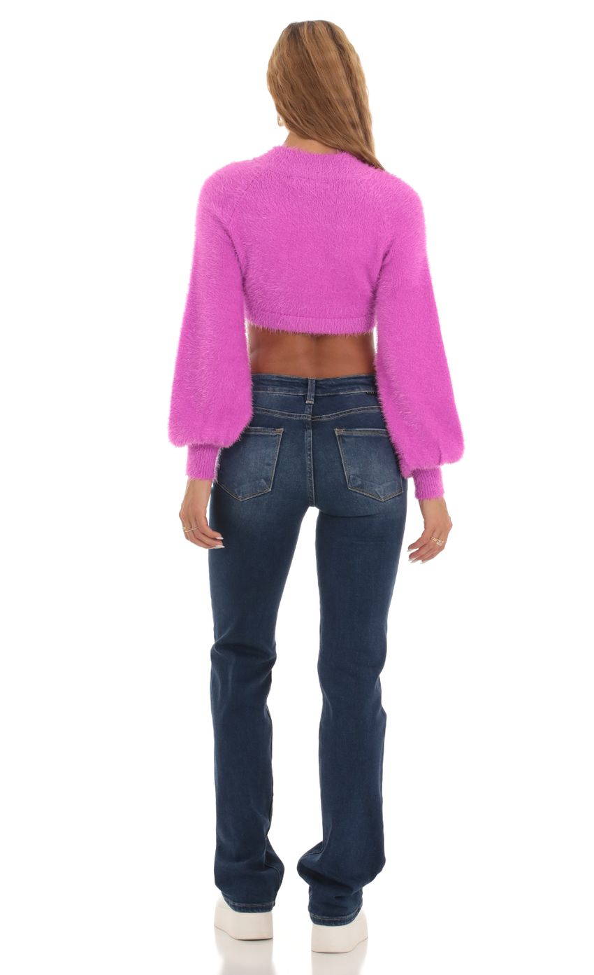 Picture Knit Mock Neck Jumper in Magenta. Source: https://media-img.lucyinthesky.com/data/Sep23/850xAUTO/54d6acd8-848e-4623-af6a-9b145482554e.jpg