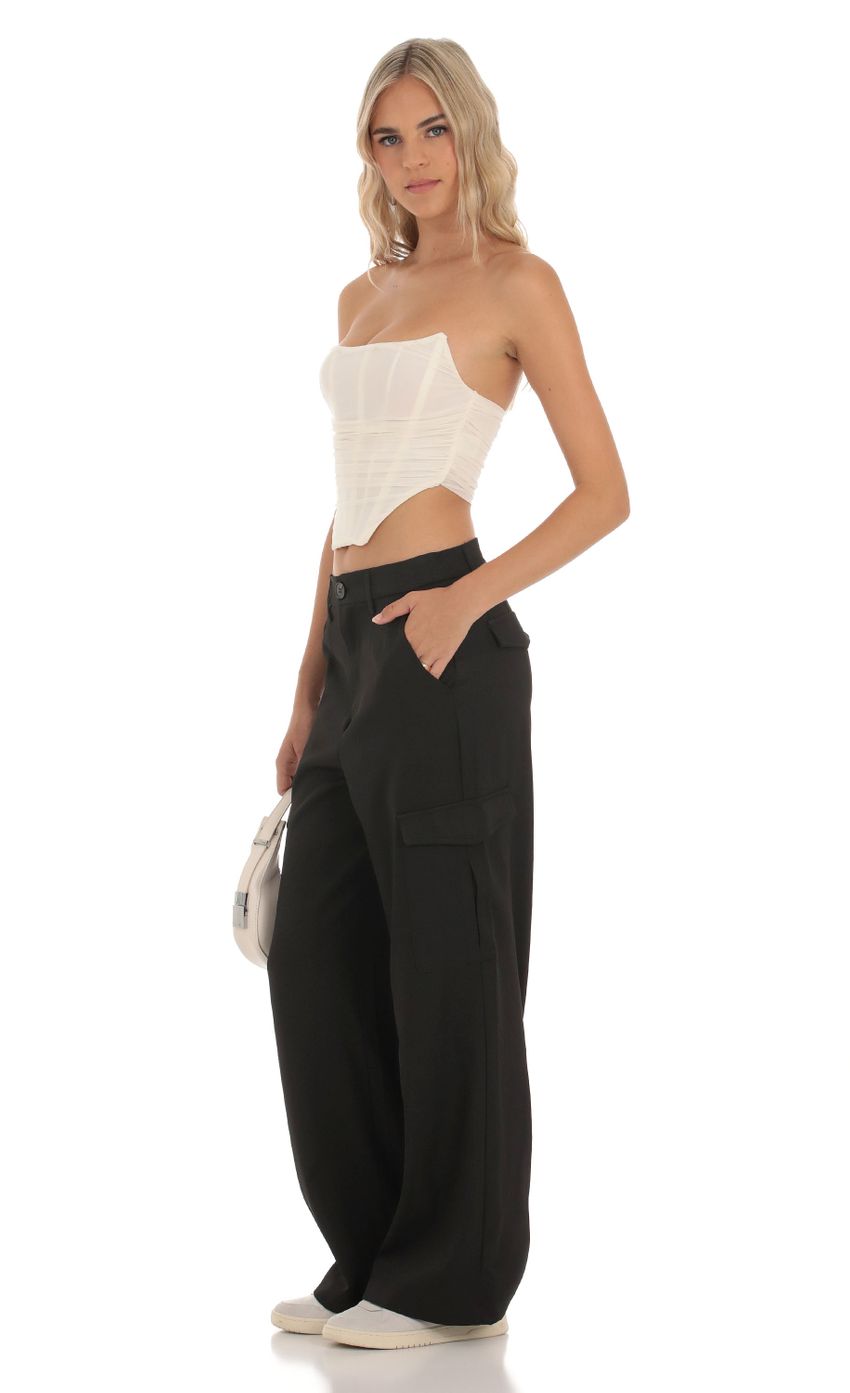 Picture Hecate Wide Leg Cargo Pants in Black. Source: https://media-img.lucyinthesky.com/data/Sep23/850xAUTO/6234f188-adc3-4ad2-8064-99b5c125f1e2.jpg