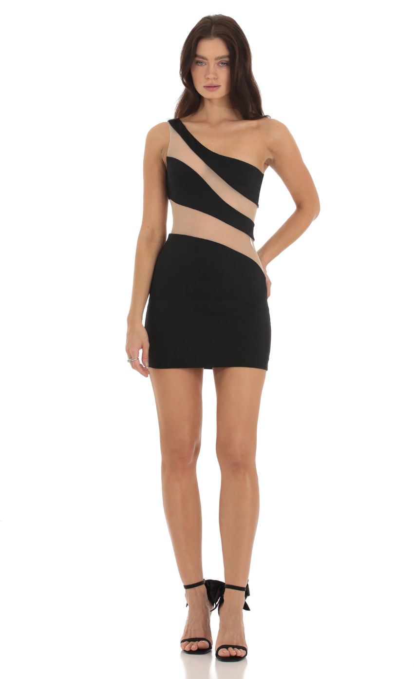 Picture Kippa One Shoulder Bodycon Dress in Black. Source: https://media-img.lucyinthesky.com/data/Sep23/850xAUTO/647b4ac4-6020-4740-af9c-dac25d0c9a69.jpg