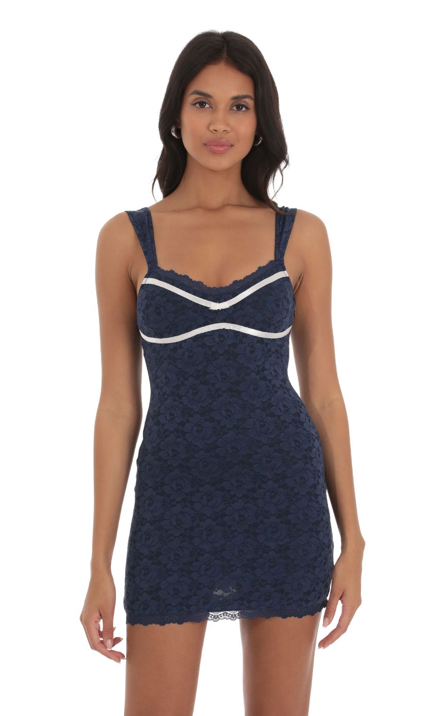 Picture Lace White Stripe Dress in Navy. Source: https://media-img.lucyinthesky.com/data/Sep23/850xAUTO/681c6848-e8e2-4f3a-a863-0e289b4490fe.jpg