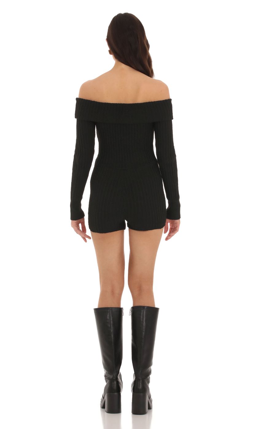 Picture Off Shoulder Knit Romper in Black. Source: https://media-img.lucyinthesky.com/data/Sep23/850xAUTO/77d53c15-d0ca-46c0-911b-33622f540472.jpg