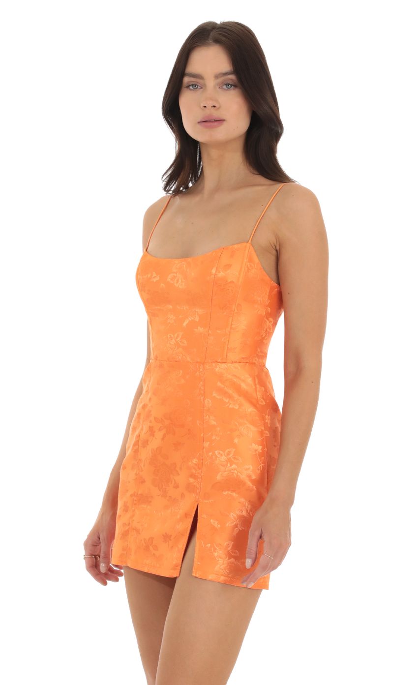 Picture Jacquard Corset Dress in Orange. Source: https://media-img.lucyinthesky.com/data/Sep23/850xAUTO/7b7c311e-cd6d-4597-91a6-ce73f297d4c0.jpg
