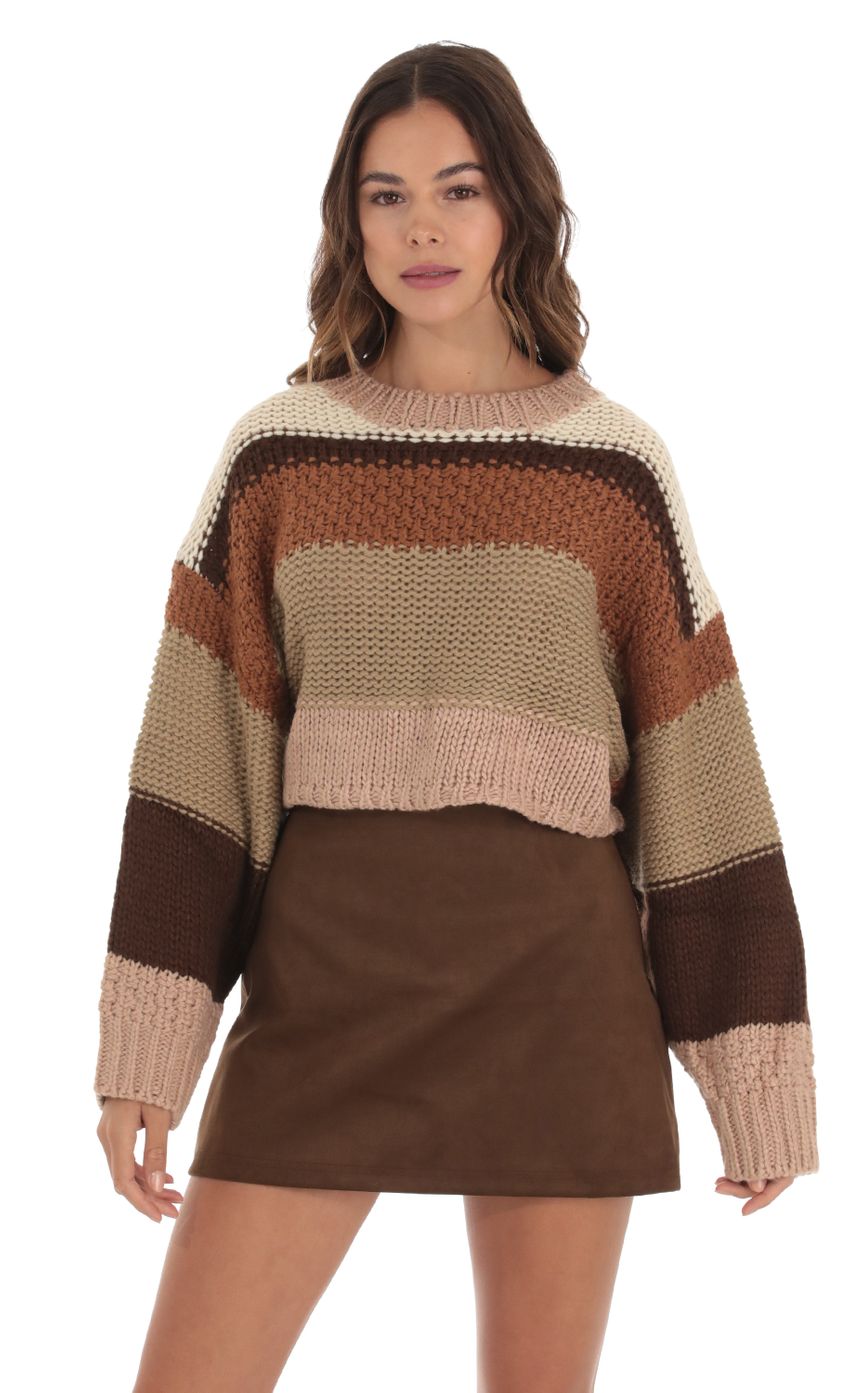 Product image for Knit Striped Jumper in Brown