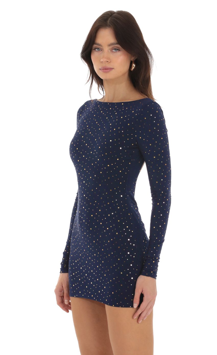 Picture Shimmer Open Back Dress in Navy. Source: https://media-img.lucyinthesky.com/data/Sep23/850xAUTO/950c1c26-60b1-4ea3-9148-3f38b93b9dff.jpg