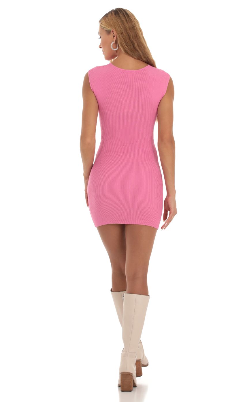 Picture Ribbed Knit Cutout Dress in Pink. Source: https://media-img.lucyinthesky.com/data/Sep23/850xAUTO/968c06e3-6ca8-440d-b4c0-e14a46d7c7e5.jpg